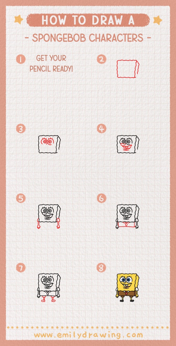 how to draw a spongebob characters pinterest pin